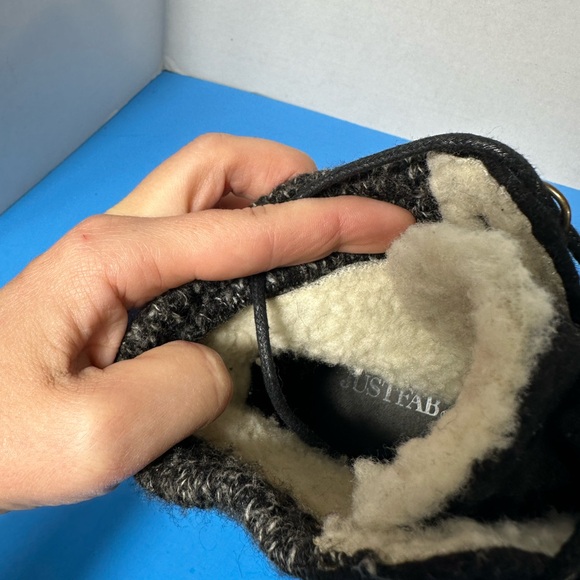 JustFab Black Lace-Up Boots with Knit Detail - Picture 7 of 7